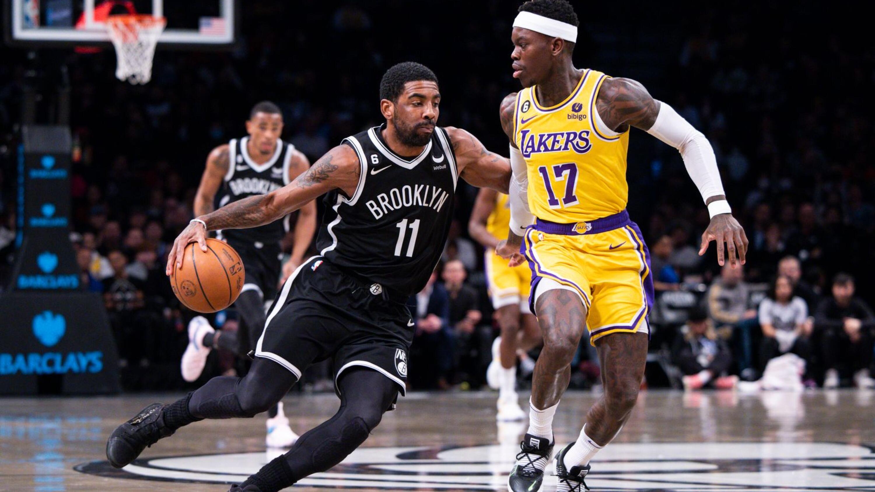 Lakers rout Nets after Dennis Schroder, Kyrie Irving ejected - Los Angeles  Times