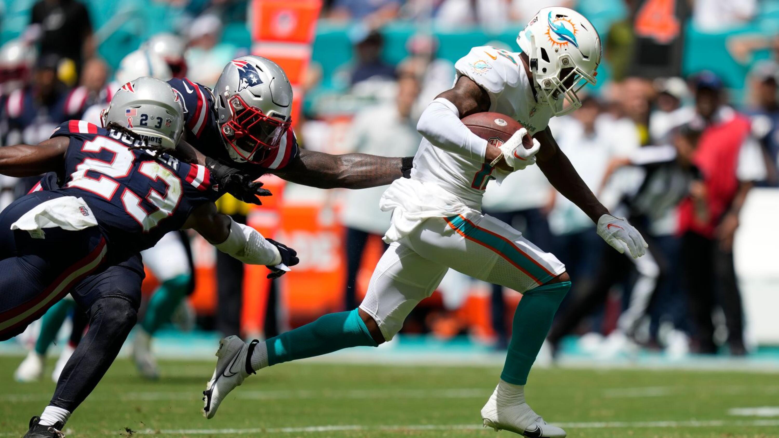 New England Patriots fumble away game, waste Mac Jones' impressive debut in  loss to Miami Dolphins 