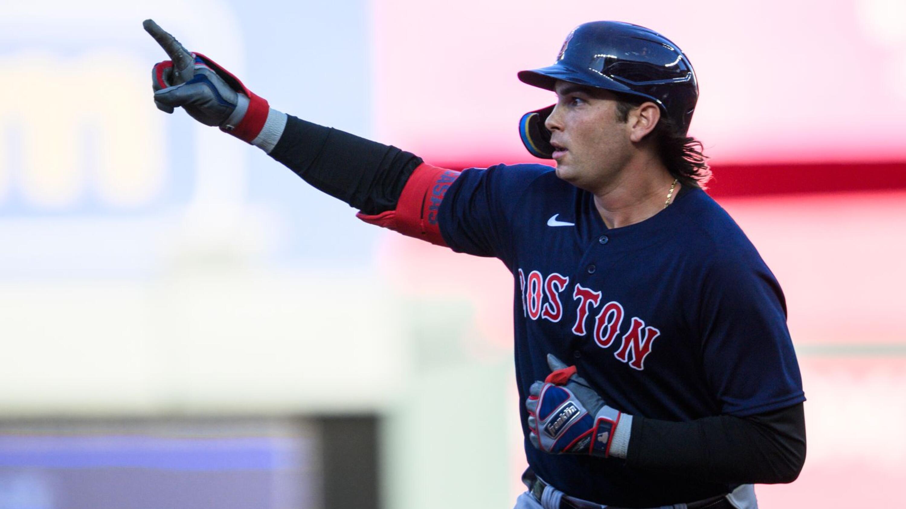 Triston Casas of the Boston Red Sox walks through the batting