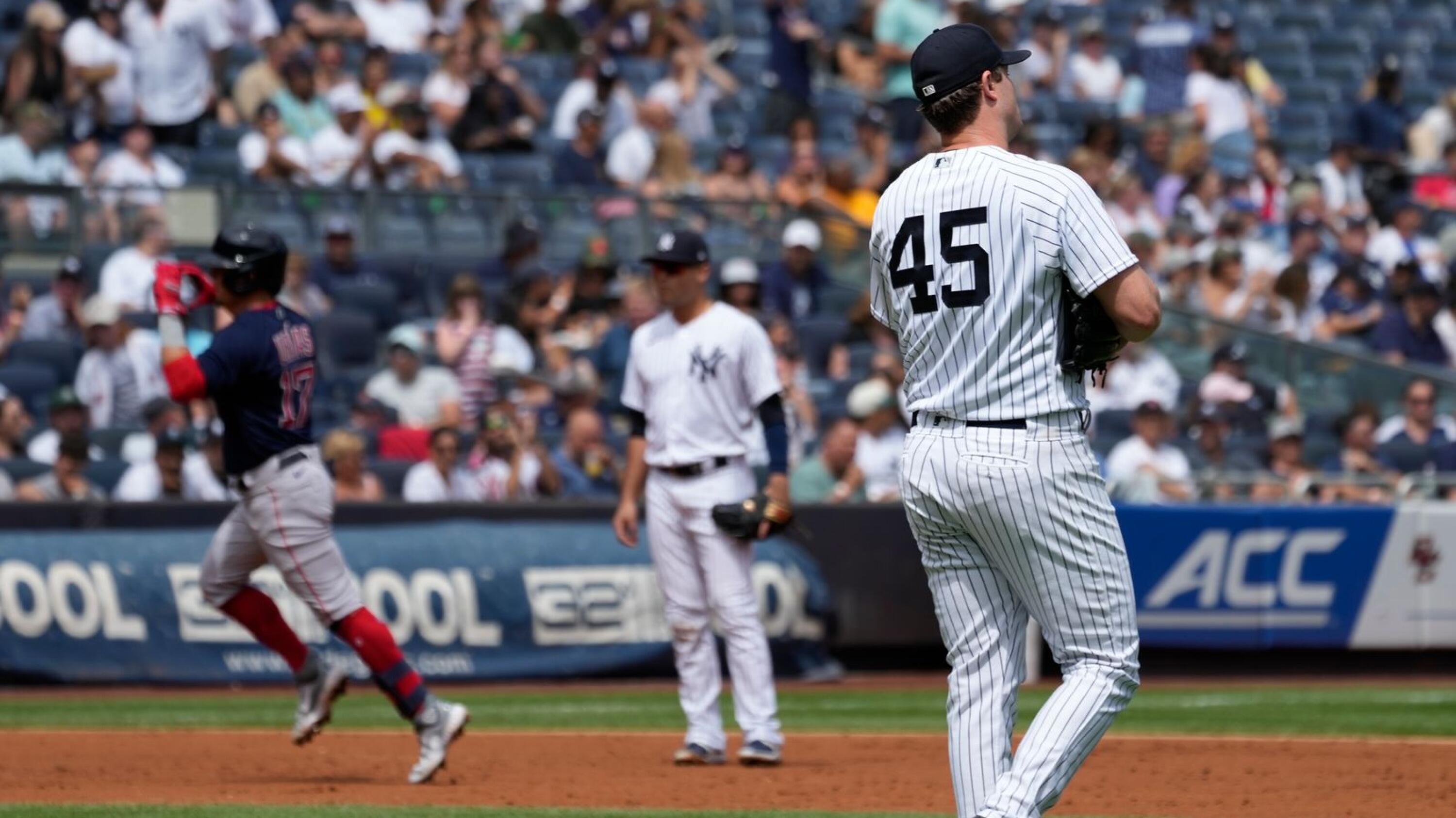 Red Sox fall to Yankees in 10 as Judge homers twice to reach 57