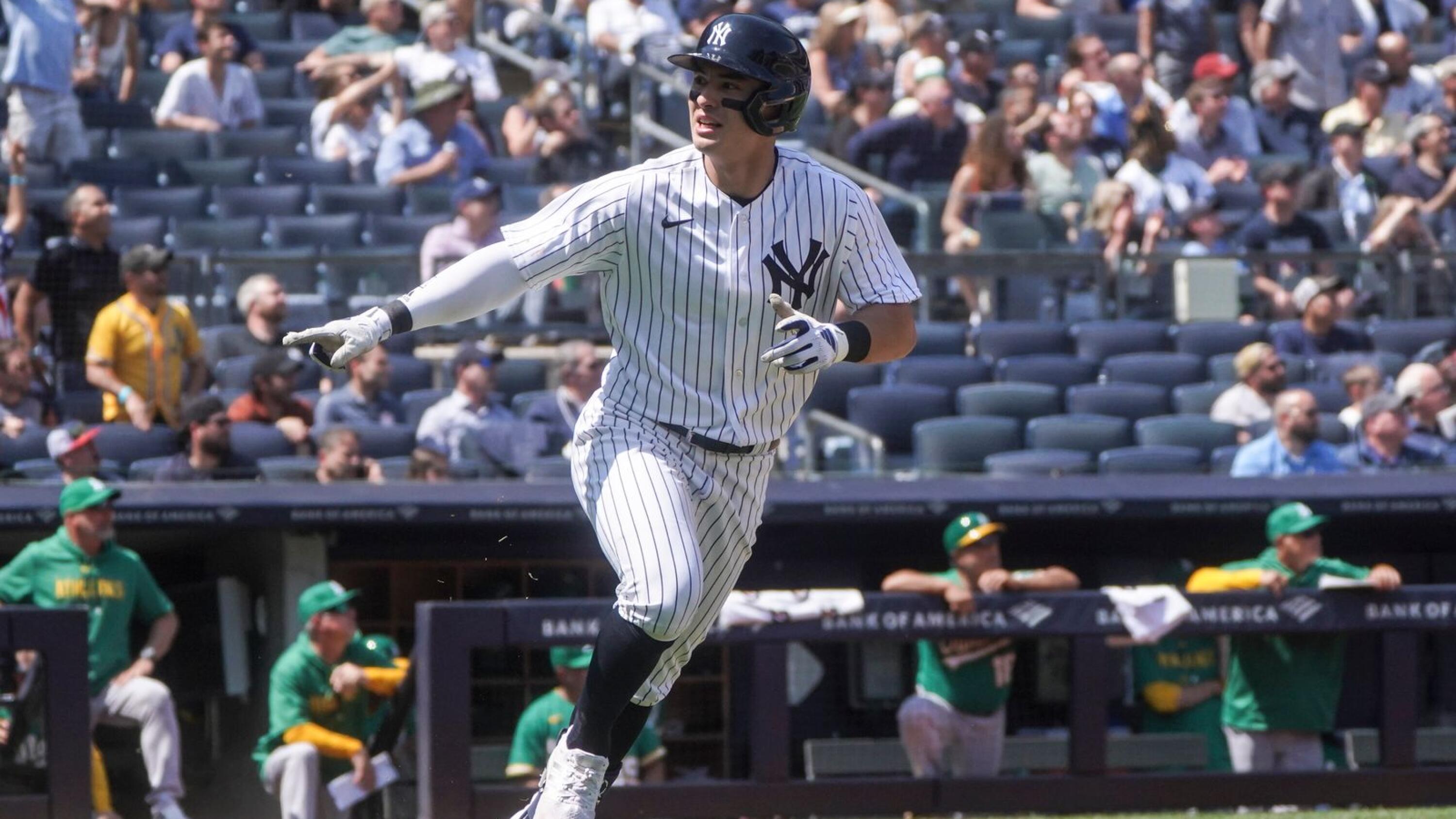 Yankees' Anthony Volpe launches first career homer, Aaron Judge