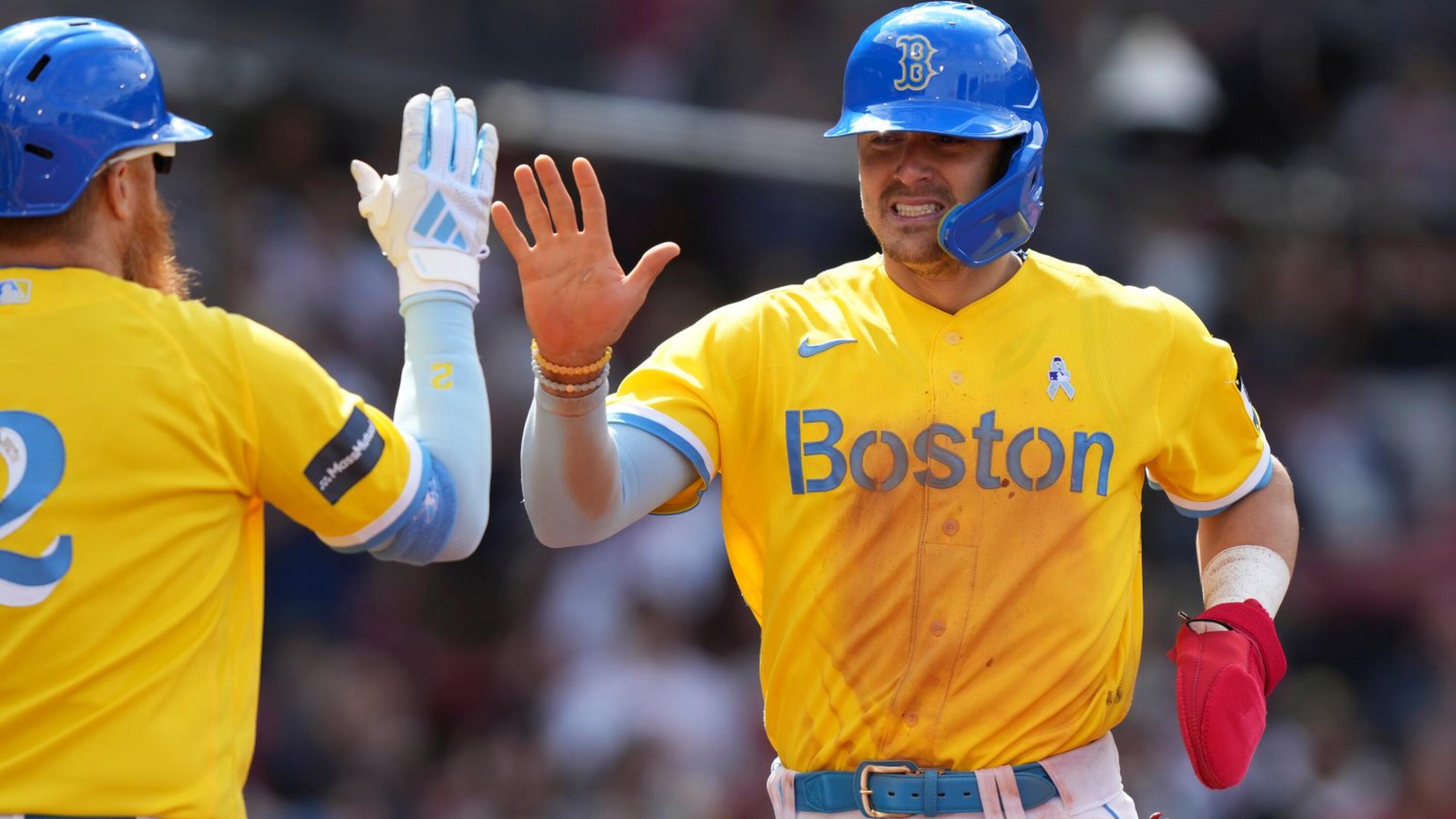red sox uniforms yellow and blue