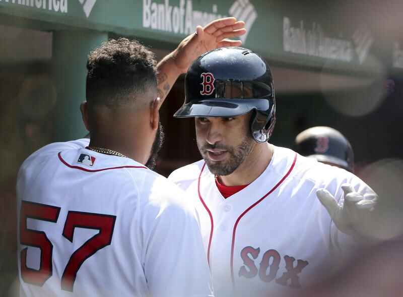 Red Sox outfielder J.D. Martinez hits a tiebreaking home run
