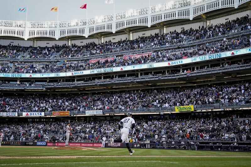 Giancarlo Stanton takes batting practice Yankee Stadium