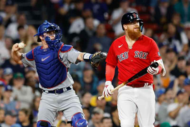 Red Sox's Justin Turner transported after being hit in the face by a pitch