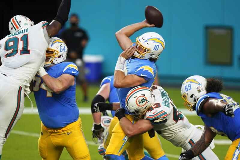Dolphins earn fifth straight win by beating Chargers 29-21
