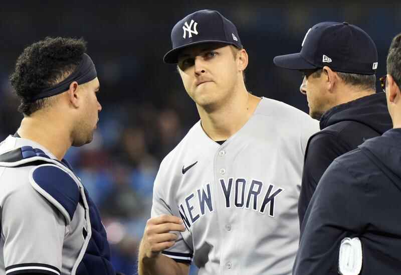 Yankees' Taillon hit by line drive, leaves after 2 innings