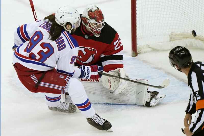 Is Mika Zibanejad playing tonight against the New Jersey Devils