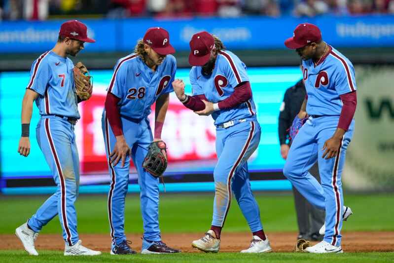 Why are the Phillies wearing blue uniforms in the World Series
