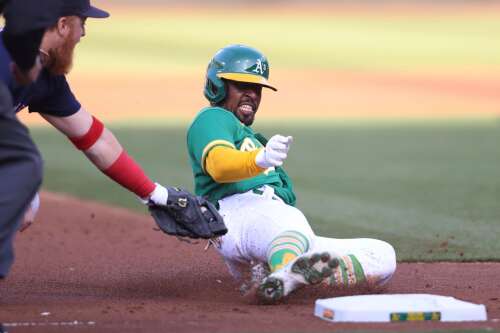 Noda and Bleday homer in 2nd, A's beat Red Sox 3-0 to end 8-game skid - The  San Diego Union-Tribune