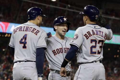 Urquidy, Bregman lead Astros over Nats 8-1 to tie Series 2-2