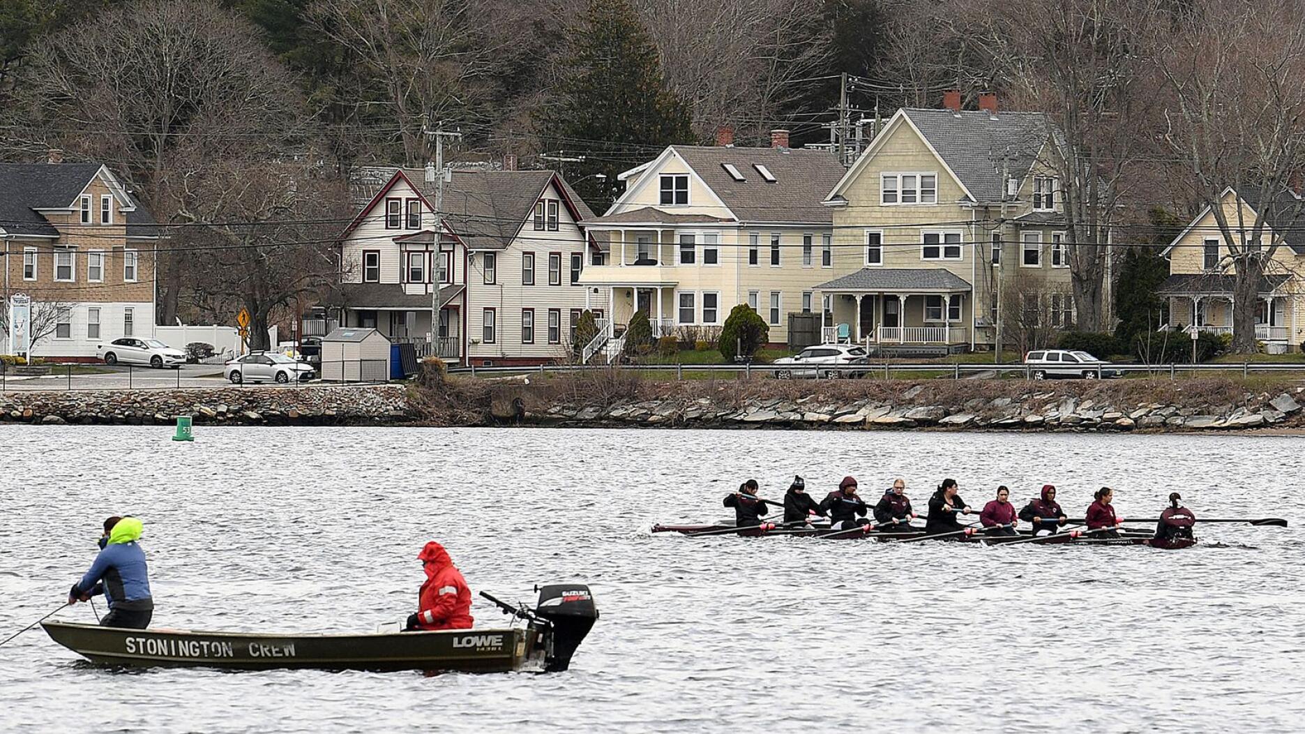 High school crew teams compete on Mystic River 