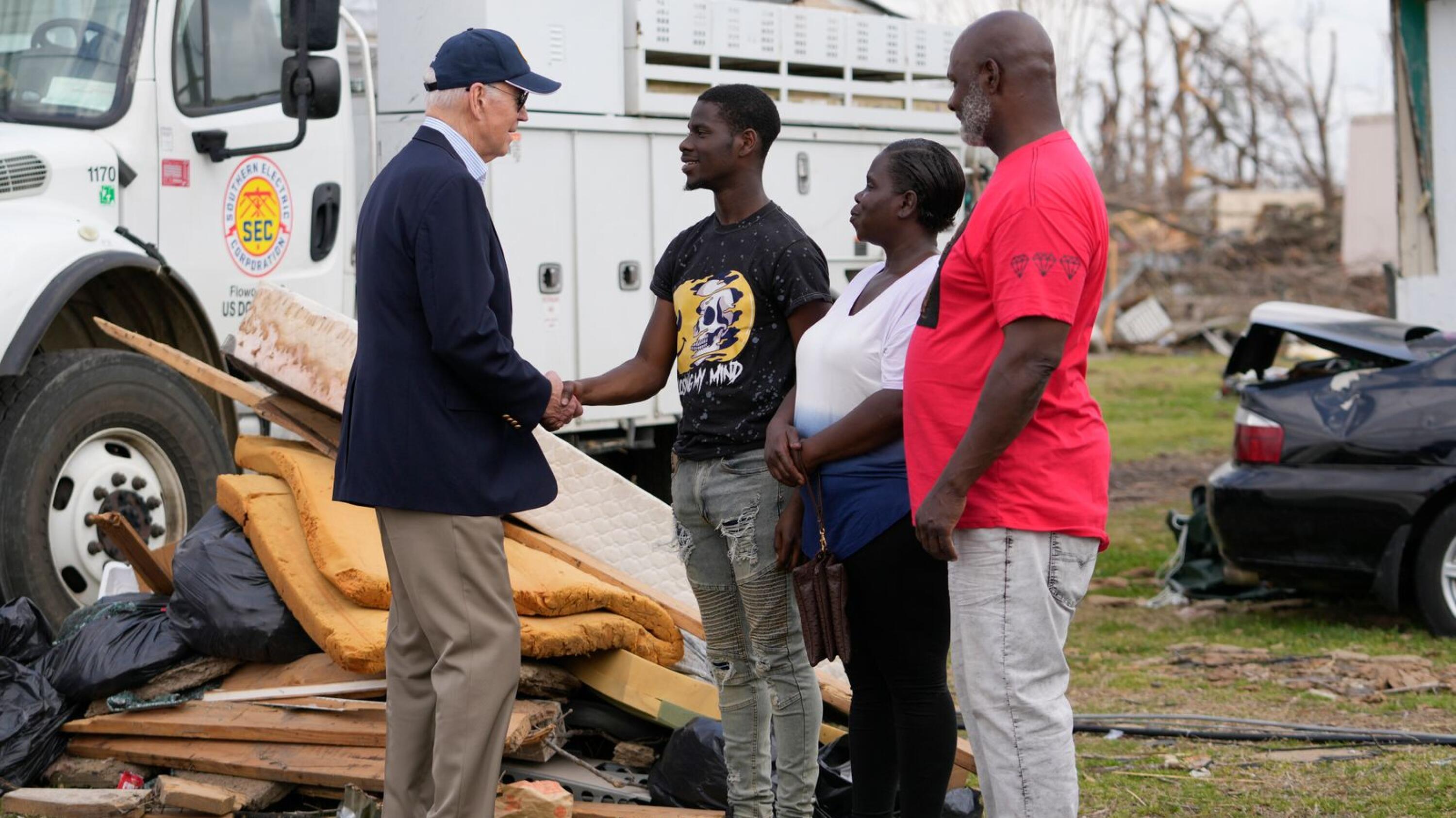 Biden visits Mississippi town devastated by storm